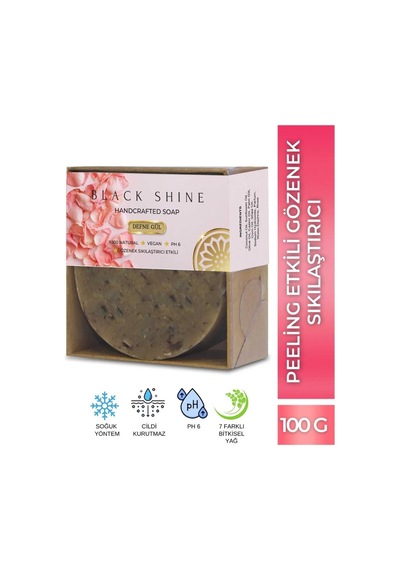 Black Shine BS Defne Gül Sabunu Gözenek Sıkılaştırıcı Peeling Besleyici Doğal Cilt Ve Saç Bakımı