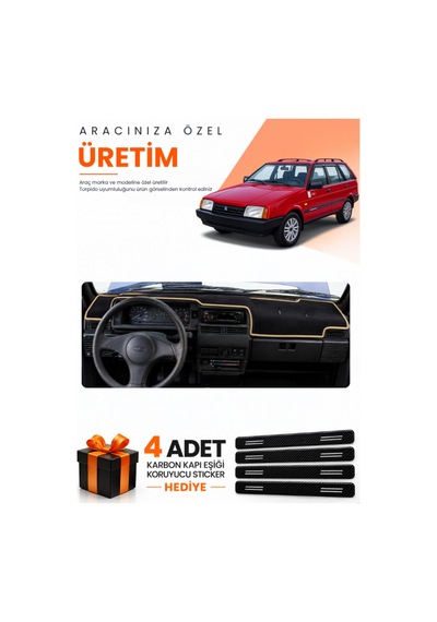 Lada Samara Enjeksiyonlu 1990-2004 Uyumlu Torpido Koruma Örtüsü Oto Kılıfı - Siyah Bej