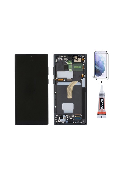 Samsung S22 Ultra S908 Çıtalı Uyumlu Ekran Lcd Dokunmatik B7000 15ml Yapıştırıcı Ve Kırılmaz Cam İle Beraber Yc