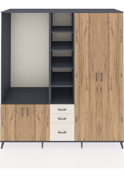 Kronos Dolap 13 Raflı 3 Çekmeceli 4 Kapaklı 220x59x243 Antrasit-çam/aytaşı Atlas Çam/aytası Kronos Dolap 13 Raflı 3 Çekmeceli 4 Kapaklı 220x59x243 Antrasit-çam/aytaşı Atlas Çam/aytası