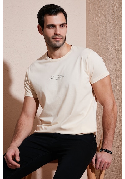 Buratti Pamuklu Slim Fit Bisiklet Yaka Erkek T Shirt 541Ifit Bej Buratti Pamuklu Slim Fit Bisiklet Yaka Erkek T Shirt 541Ifit Bej