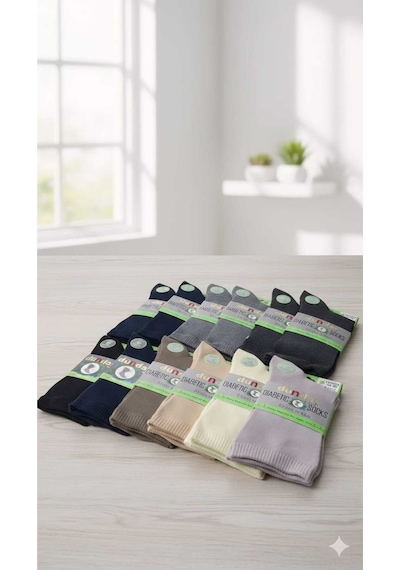 Plus Unisex Bambu Diyabetik Çorap 4 Mevsim Dikişsiz/kokulu Asorti 12'li Paket Set 3 36-40 Çok Renkli Plus Unisex Bambu Diyabetik Çorap 4 Mevsim Dikişsiz/kokulu Asorti 12'li Paket Set 3 36-40 Çok Renkli