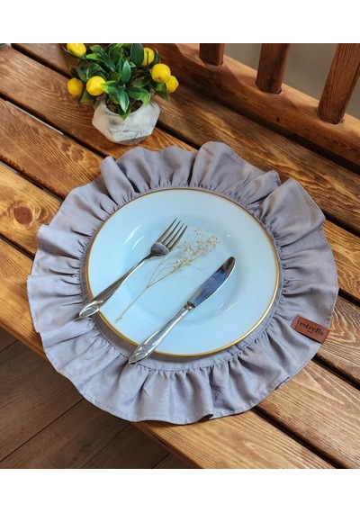 Lizbon Keten Yuvarlak Fırfırlı 2 Li Vintage Amerikan Servis Krem 40x40