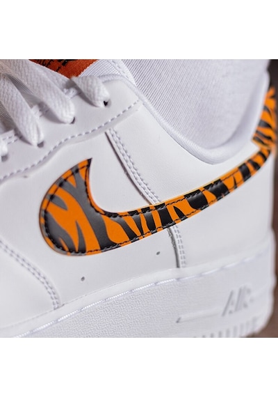 Nike Air Force 1 07 Af1 Leather White Unisex Snaker Hakiki Deri Spor Ayakkabı Beyaz Leopar Swoosh Turuncu Nike Air Force 1 07 Af1 Leather White Unisex Snaker Hakiki Deri Spor Ayakkabı Beyaz Leopar Swoosh Turuncu