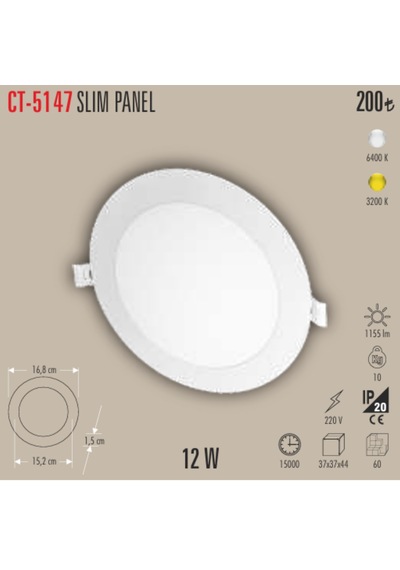 Ct-5147slım Panel 5 Adet Slim Spot - 12 W Beyaz