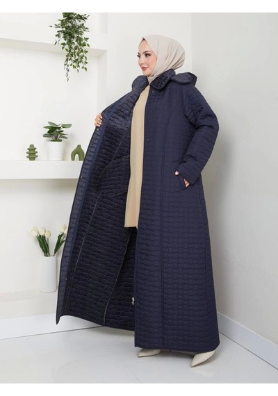 İçi Kürklü Tam Boy Kaban Mont - Lacivert / M0102 Lacivert