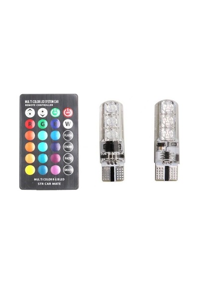 Araç Çakar Lamba Rgb 16 Ledli Ampul Kumandalı Çakarlı Park Ampülü