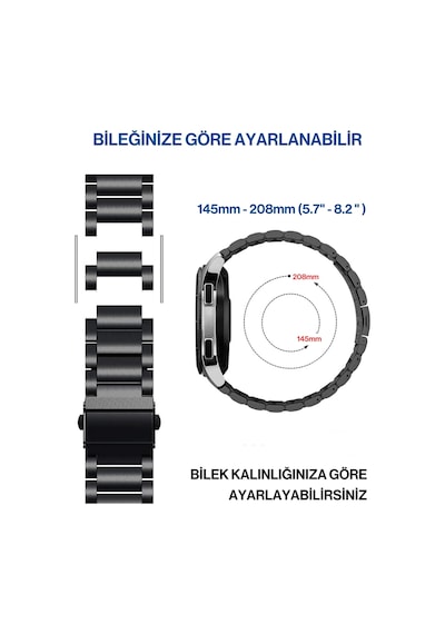 Huawei Watch Gt5 Gt4 Gt2e Gt2 Gt3 Gt3 Pro 46mm Paslanmaz Çelik Metal Kordon 22mm Karışık Çok Renkli