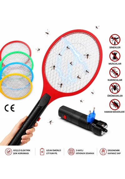 Elektirikli Şarjlı Sinek Öldürücü Raket Ev Ofis Açık Alan Kapalı Alan Kullanıma Uygun Bahçe Teras Elektronik Raket Kolay Kullanım Renk Stok Durumuna Göre Gönderilecektir
