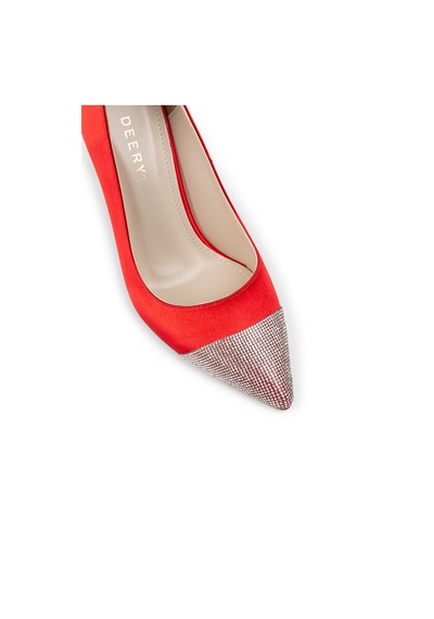 Deery Kırmızı Saten Taşlı Stiletto Kadın Topuklu Ayakkabı - K0030zkrmm01 Kırmızı
