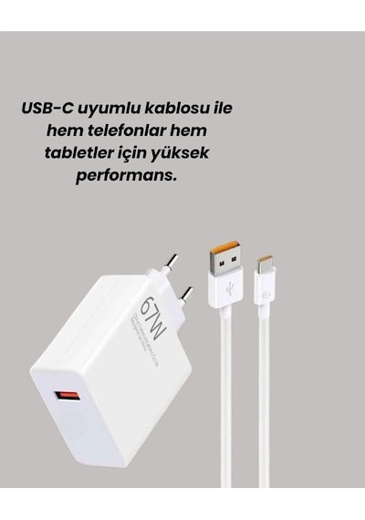 Eima Em-67 67w Turbo Hızlı Şarj Aleti Type-c Kablolu Power Adapter Seti