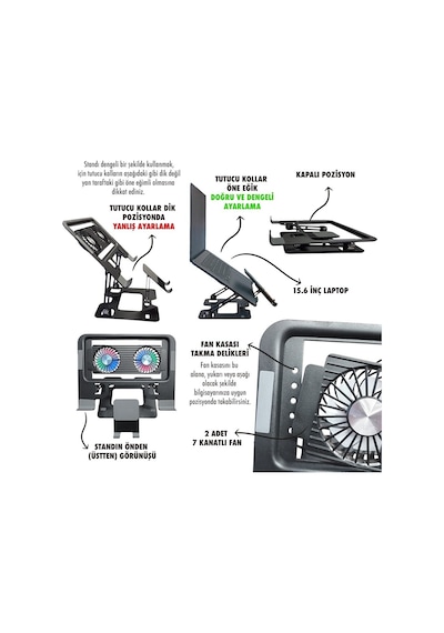 Upway Steel-cooler Rgb Turbo Fanlı Karbon Çelik Laptop Tablet Ve Telefon Standı