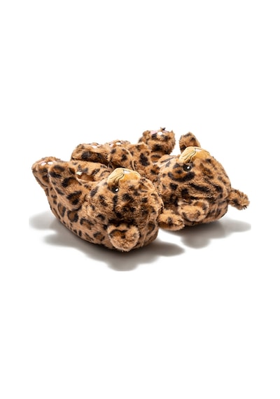 Twigy Leopar Pako Sevimli Pelüş Panduf Ev Terlik Kahve Kahverengi