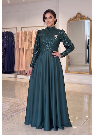 Dorne Moda Üstü Pul Paletli Altı Saten Kloş Detaylı Mezuniyet Ve Nişan Abiye Elbise Yeşil Yeşil Dorne Moda Üstü Pul Paletli Altı Saten Kloş Detaylı Mezuniyet Ve Nişan Abiye Elbise Yeşil Yeşil