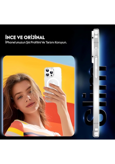 İphone 14 Pro Max Şeffaf Magsafe Uyumlu Kılıf Darbeye Dayanıklı Şeffaf Telefon Kılıfı Kamera Koruyucu İnce Ve Şık Tasarım Seffaf
