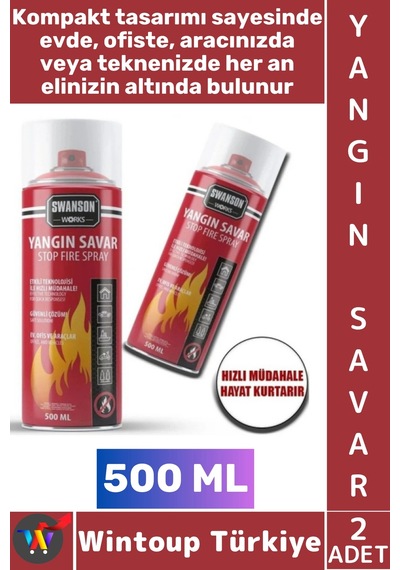 Yangınsavar Ev Ofis Otomobil Kamp Hızlı Acil Durum Söndürme Tüpü Sprey Yangın Savar 500 Ml 2 Adet