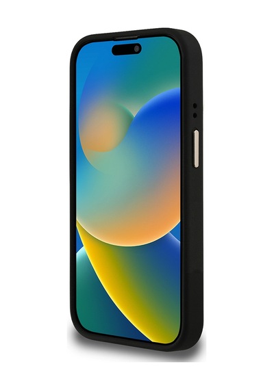 Apple Uyumlu iPhone 15 Pro Max Kılıf Guess Lisanslı Üçgen Logo 4g Desenli Kamera Standlı Kapak Siyah