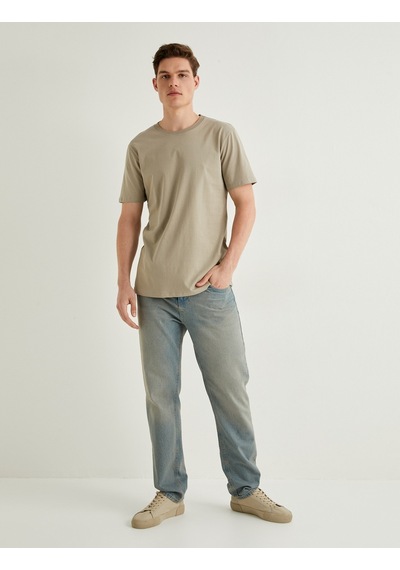 Koton Basic Tişört Slim Fit Bisiklet Yaka Kısa Kollu Bej 4sam10842hk Ekru