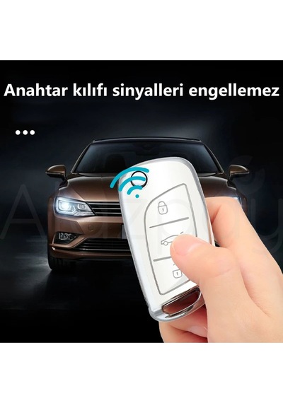 Peugeot 107 207 307 407 308 408 3008 5008 Tpu Anahtar Kılıfı Beyaz