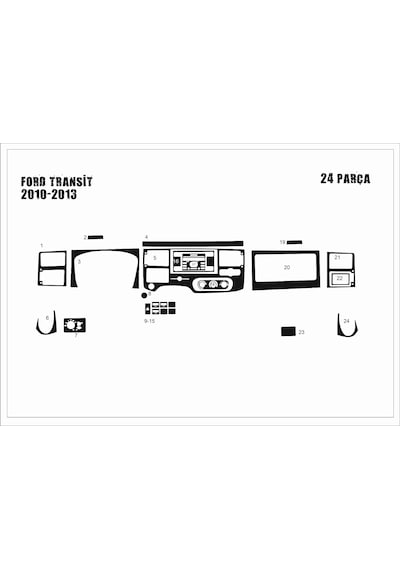 Ford Transit Torpido Kaplama 2010-2014 22 Parça Piano Black