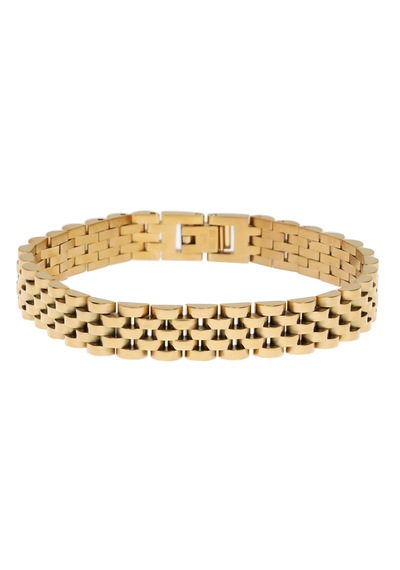 Erkek Hasır Model Çelik Bileklik Gold
