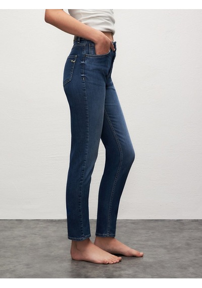 Ltb Ronna X Dar Paça Yüksek Bel Jean Pantolon 010095164016012 55728 Orta Mavi