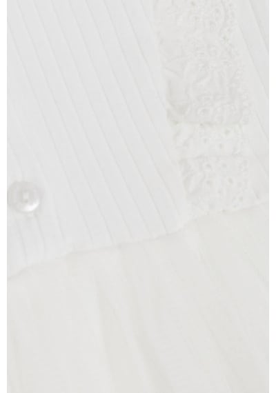 Breeze Kız Çocuk Uzun Kollu Elbise Tüllü Nakışlı Düğmeli 1.5-5 Yaş, Ekru Ekru