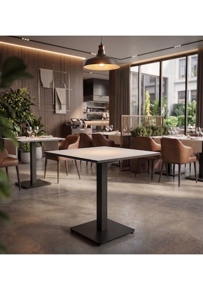 Premium Kompakt Laminat Kare - Cafe Restoran Ev Yemek Masası 60x60 Cm Beyaz Tablalı Siyah Premium Kompakt Laminat Kare - Cafe Restoran Ev Yemek Masası 60x60 Cm Beyaz Tablalı Siyah