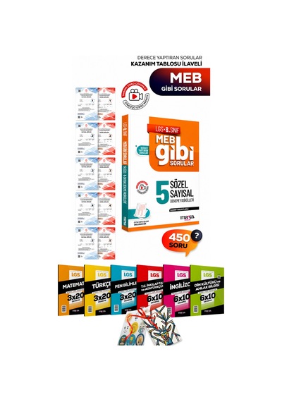 2026 Lgs 8. Sınıf Meb Gibi Sorular Sayısal Sözel5 Deneme Ve 6lı Branş Deneme Toplam 95 Deneme