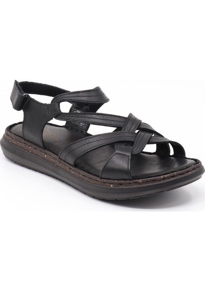 Nesilshoes Nesil Shoes Mns 157 Siyah Hakiki Soft Deri Kadın Sandalet