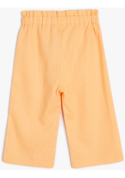 Koton Bol Paça Pantolon Beli Lastikli Dokulu Turuncu 4smg40011aw Turuncu