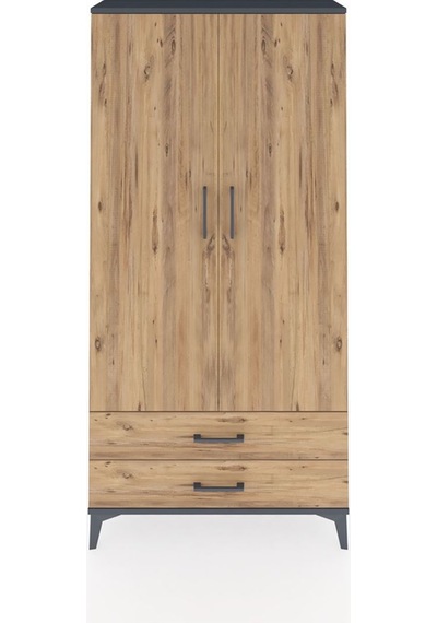 Arges Dolap 4 Raflı 2 Çekmeceli 2 Kapaklı 88x30x182 Antrasit-çam Antrasit