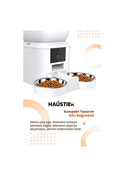 Qq025-dual Kameralı Akıllı Otomatik Kedi Mama Kabı, 480p, Gece Görüşlü, 2.4ghz, 4lt, Çift Metal Kase