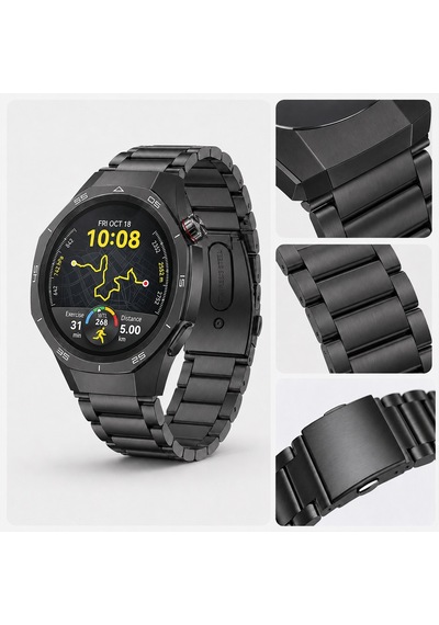 Huawei Watch Gt5 Pro 46mm İle Uyumlu Katlanır Klipsli Paslanmaz Çelik Saat Kordonu