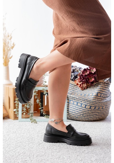 Asmi Shoes Kadın Mira Loafer Günlük Ayakkabı Siyah Siyah
