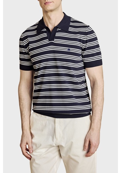 Brooks Brothers Erkek Polo Yaka Kazak Bbss26mkl013388 Lacivert Kırık Beyaz