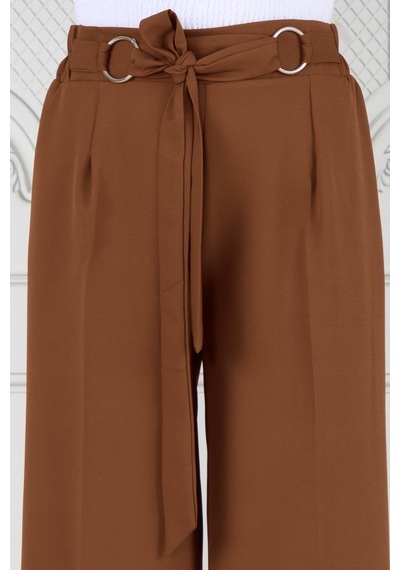 Sevitli Halka Detay Bol Paça Pantolon-kahverengi-3673-kahverengi Kahverengi