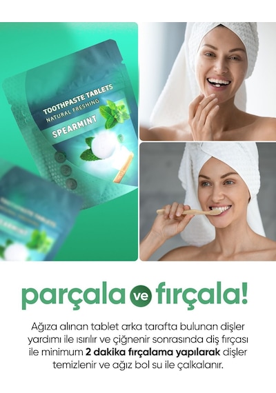 Tbrush Smokers Beyazlatıcı Activated Charcoal&Nane Aromalı Diş Macunu Tableti - 60Tablet