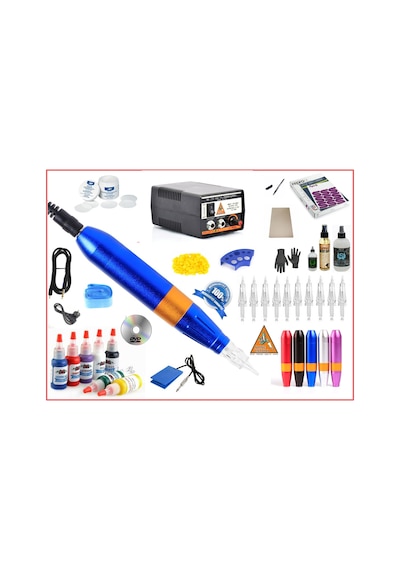 Xl-301C Hybrıd Blue Tattoo Pen Dövme Makinası Seti - Swıss Motor