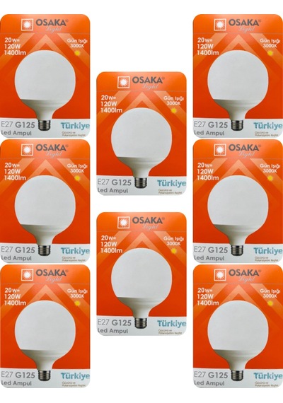 8 Adet 20w 120w 3000k Sarı Işık E27 Duylu Kalın Duy Glop Led Ampul