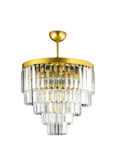Nilsa Gold 40x40 Cm'lik Kristal Taşlı Lüks Avize - Yatak Odası - Salon - Mutfak - Hol Altın