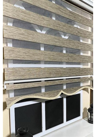 Zebra Stor Perde Kahverengi Etek Dilimli Z-stb400v05