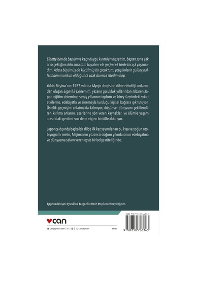 Ergenlik Dönemim / 9789750766343 / Yukio Mişima