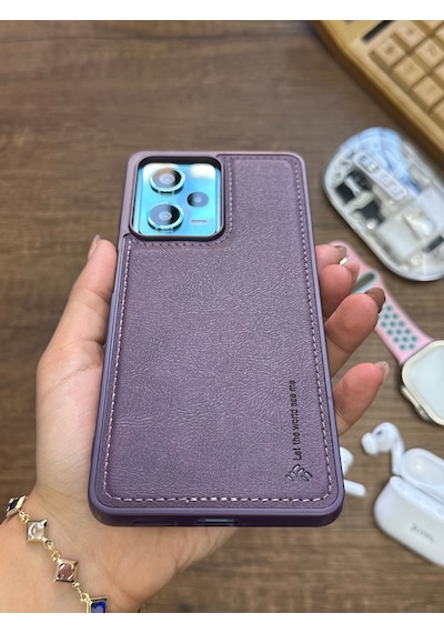 Samsung Galaxy Note 20 Ultra Uyumlu Premium Deri Dokulu Darbelere Dayanıklı Nazal Silikon Kılıf Mor