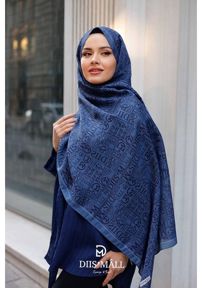 Mimiyum Desenli Özel Premium Soft Şal Kot Mavisi