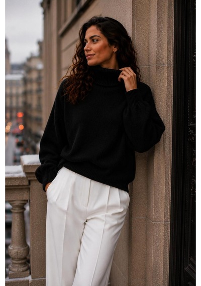 Hira Life Fashion Sfg Life Moda Kadın Balıkçı Yaka Tüylü Şardonlu Oversize Kazak Siyah Siyah Hira Life Fashion Sfg Life Moda Kadın Balıkçı Yaka Tüylü Şardonlu Oversize Kazak Siyah Siyah