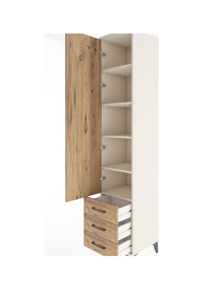 Hyperion Dolap 5 Raflı 3 Çekmeceli Tek Kapaklı 44x44x221 Aytaşı-çam Aytası