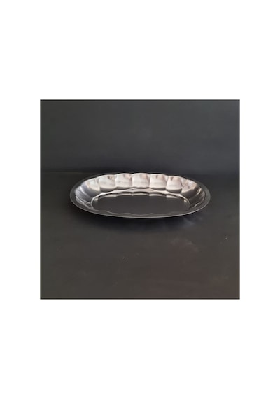2 Adet Paslanmaz Çelik 430 Kalite Kayık Tabak 24x16 Cm Servis Tabağı Kahvaltılık, Meze, Salata Metalik