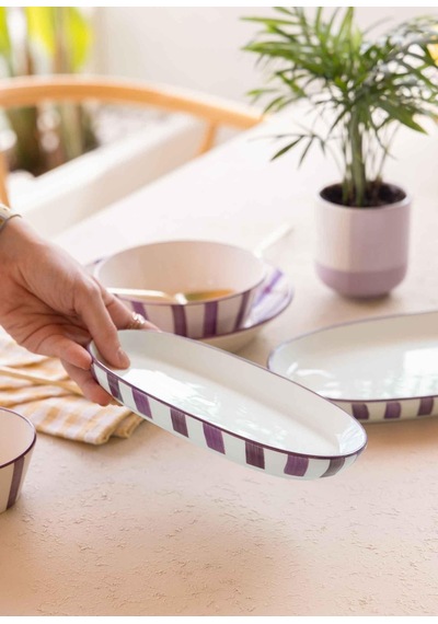 The Mia Joy Oval Servis 2li Set Mor 11x21x3 Cm Mor