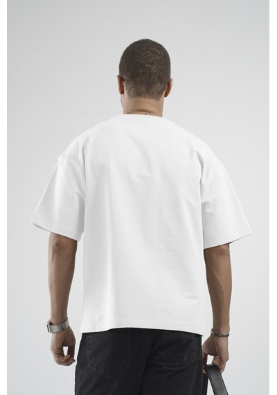 King Brich Oversize Kalıp Basic %100 Pamuklu Erkek Tişört Beyaz